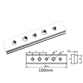 목공 M6/M8 T-트랙 슬라이더 슬라이딩 바 알루미늄 합금 T 슬롯 너트 30/45 트랙 지그 나사 패스너 도구, 1개, 4) 1pc 100mm with hole