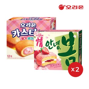 오리온 초코파이 딸기12p 2개 + 카스타드 딸기생크림12p 2개, 684g, 2세트