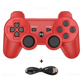 게임패드 game pad 소니 플레이 스테이션 3 컨트롤러 조이스틱 게임 액세서리에 대한 USB PC 용 PS3 콘솔 블루투스 무선 패드 지원, 1개, Red