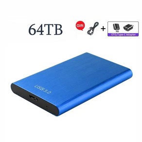 휴대용 SSD USB 3.0 HDD 1TB 2TB 4TB 고속 외장 하드 드라이브 대용량 저장 모바일 디스크 데스크탑, 32 Blue 64TB