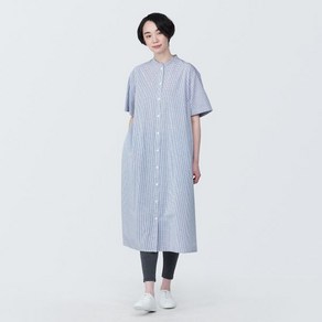 무인양품 MUJI 여성 시원한 브로드 스탠드 칼라 반소매 원피스 BC2IJA4S