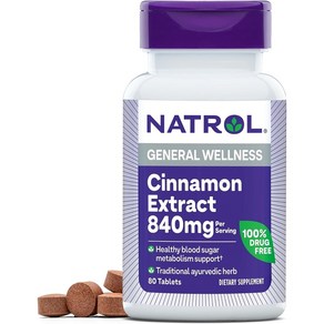 나트롤 계피영양제 NonGMO 제너럴 웰니스 시나몬 엑스트렉트 840mg 80정, 1개