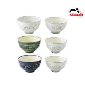 스타우브 STAUB 르차완 세라믹 2p 세트 (밥공기 라이스볼 세트), 화이트M+바질그린L, 1개