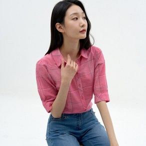 [지센] 린넨코든 블록 체크 셔츠 LCWSN536_PK