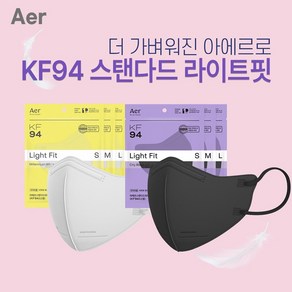 엔글로벌 아에르 KF94 스탠다드 라이트핏 새부리형 마스크 사이즈별, 시티 블랙, 10개