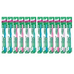 Sunsta GUM 3 Row Supe Compact Toothbush #191 일본 선스타 검 가무 3열 슈퍼컴팩트 초소형헤드 탄력 미세모 칫솔 12개, 1세트, 12개입