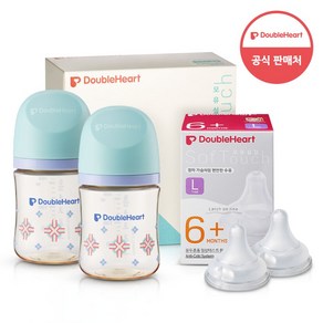 더블하트 모유실감 3세대 PPSU 젖병 헤리티지 트윈팩 160ml(단청)+젖꼭지 2개, 1세트, 160ml, 트윈팩(단청)+젖꼭지2입x1개(L)