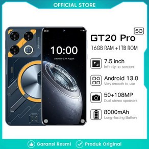 2024 안드로이드 스마트폰 듀얼 SIM 휴대폰 5G 7.5 인치 HD 16G 1TB 8000mAh GT20 프로 잠금 해제 신제품, 16GB 1TB, Only Case, 16GB