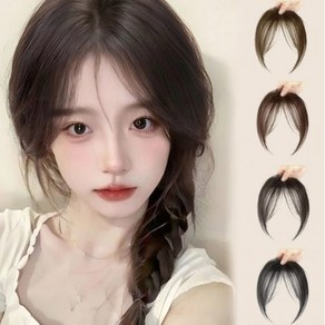꾸밈꾸 볼륨 시스루뱅 앞머리 가발 헤어피스, 1개, [블랙]