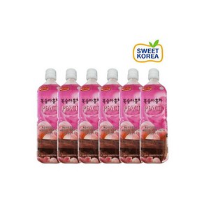 과일액상 음료 원액 피치/ 스위트코리아 복숭아 1000ml X 6개 간식 겨울 아이들 회사 집 휴게실 탕비실 학교 자취필수 과자, 1L