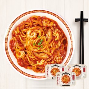 [우양] 수타식 볶음짬뽕면 330g_수타 기법의 쫄깃함 면과 불향가득한 통통안 오징어살 매콤 볶음짬뽕, 330g, 3개