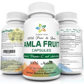 오가닉아우라 AMLA 1000mg 인디안구스베리 암라 파우더 120베지캡슐 유로드, 120정, 1개