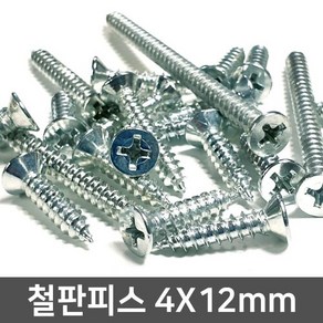 4x12mm 봉지판매 국산 접시머리 사라 철판 피스 철피스 태핑 나사 못, 1개