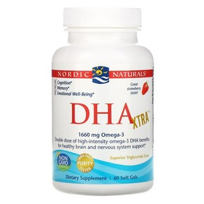 노르딕내추럴스 DHA 엑스트라 1660 mg 딸기맛 60 소프트젤, 60정, 1개