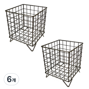 A의취향 큐브 와이어 철제 바스켓 다용도 정리 보관함, 라이트블랙, 6개