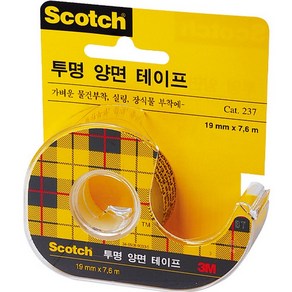 [102200]스카치 투명 양면테이프(237D/18mmX7.6M/3M), 단품, 1개