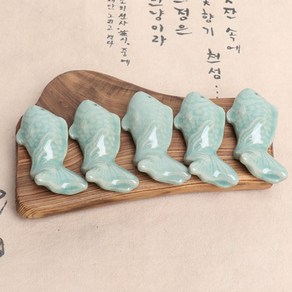 청자 수저받침 물고기 5P세트, 5개