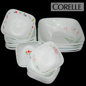 CORELLE 코렐 사각습볼 사각찬기(중) 사각습사라 강화유리그릇 식기 반찬그릇 습접시, 그린베리, 1개