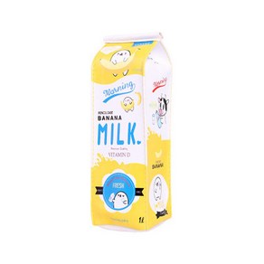 이엘컴퍼니 우유팩 필통 연필 케이스, 옐로우, 1개