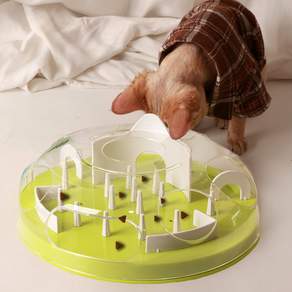 한정세일 PET MOMENT 고양이 먹이퍼즐 난이도조절 미로 간식 정난감 퍼즐노즈워크 IQ 분리불안 비만방지, 크라미 그린, 1개