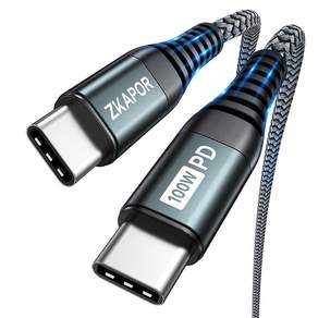 즈카포르 E Marker 칩 100W C to C PD 초고속충전 케이블, 회색, 1m, 1개