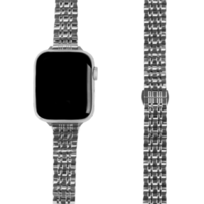 모할랩 애플워치 호환 슬림 투라인 메탈 스트랩 + 보호필름 1p, 40mm, 01 실버