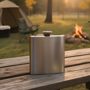 플라잉타이거 코펜하겐 스텐 감성캠핑 힙플라스크 휴대용 스테인리스 물병 술병 수통 위스키 양주 군인, 1개, 실버