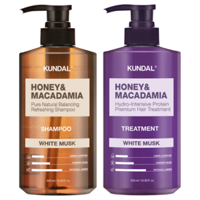 쿤달 네이처샴푸500ml + 트리트먼트500ml 화이트머스크향, 1세트, 500ml