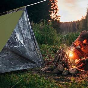 플렉스몰 휴대용 비상 바람막이 텐트 침낭 담요, 그린