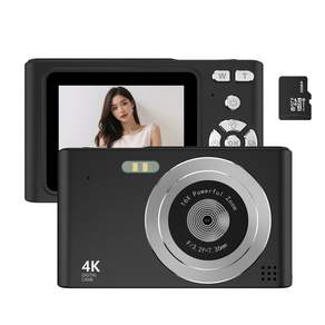 RUNHome 4800w 레트로 미니 디지털 카메라 여행용 인생+64G메모리카드, 블랙