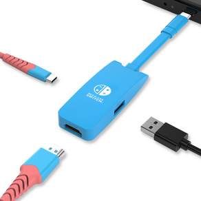 베이식스 닌텐도 스위치 독 3in1 멀티허브 USB C타입 HDMI 4K 60hz, 1개, 블루