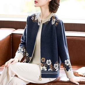 COSYEVNO 중년 엄마 코트 가을 스타일리쉬 숏 아우터 집업 스웨터 기질 카디건 슬림핏 상의 zjywt11