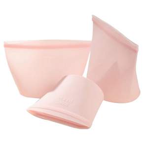 Tiger Pavilion 다용도 실리콘 지퍼백 3종 세트 500ml + 1000ml 1500ml, 1개, 핑크