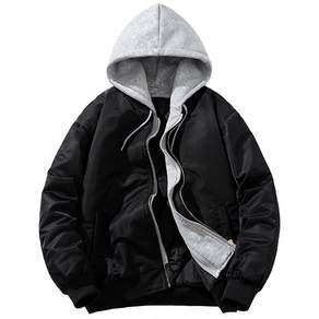 HANLIN 루즈핏 후드 항공점퍼 야구점퍼 95~115 사이즈까지 빅사이즈 후드점퍼 솜패딩 아우터 5컬러 D30125-4112E