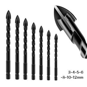 tinduo 3mm~12mm 7P세트 4날 만능 드릴비트 멀티 드릴 비트 콘크리트 타일 유리 철 대리석 석재 전동드릴 기리, 1세트