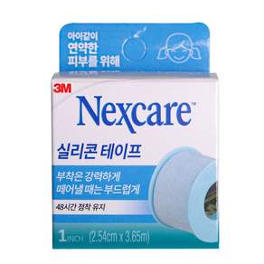 3M 넥스케어 실리콘 테이프 1인치 1롤 드레싱 고정, 1개입, 1개