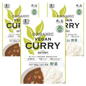 카제토히카리 비건 레토르트 커리 야채 중간 매운 맛, 3개, 180g
