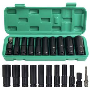 tinduo 임팩 롱 복스알 롱복스 비트세트 11PCS 육각 소켓 롱임팩 렌치 어댑터 포함, 1세트