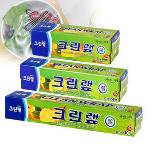 크린랲 비닐랩 15cm x 30M + 22cm x 50M + 30cm x 50M + 수세미, 1세트, 130m