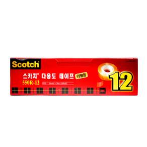3M 스카치테이프 리필 550R 18mm X 30m 12개입, 혼합색상, 1개