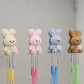낀토 실리콘 칫솔걸이 무타공 벽걸이 홀더, 아이보리, 2개