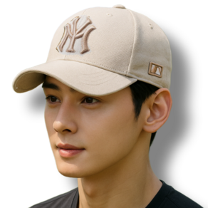 프로텍트유 자수로고 얼굴소멸 대두 볼캡 모자, 1개, 골드자수 아이보리