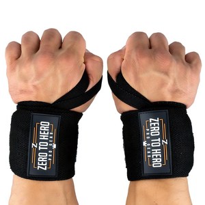 제로투히어로 헬스 손목보호대 wrist wrap Type2 기본형 Black, 1세트