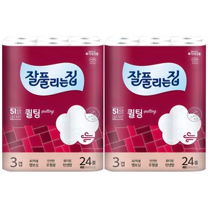 잘풀리는집 퀄팅 3겹 고급롤화장지, 30m, 24개입, 2개