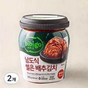 비비고 남도식 썰은 배추김치 용기, 500g, 2개