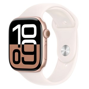 Apple 애플워치 10 GPS, 46mm, 로즈 골드 / 라이트 블러시 스포츠 밴드, M/L