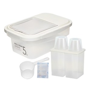 씨밀렉스 라이스키퍼 쌀통 5kg + 950ml 잡곡통 2p, 투명아이보리, 1세트