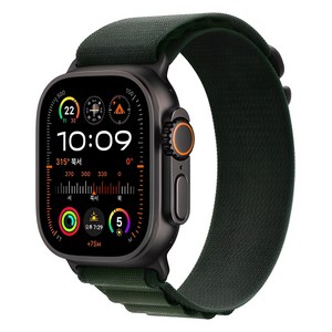 Apple 정품 2024 애플워치 Ultra 2 티타늄 알파인 루프, 블랙 다크 그린 알파인 루프 Medium, 49mm, GPS+Cellular, 블랙 / 다크 그린, Medium