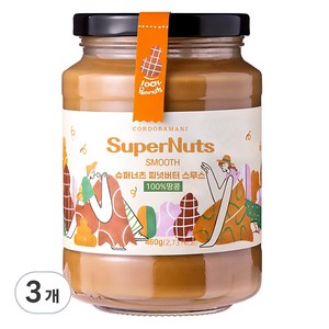 슈퍼잼 슈퍼너츠 피넛버터 스무스, 460g, 3개