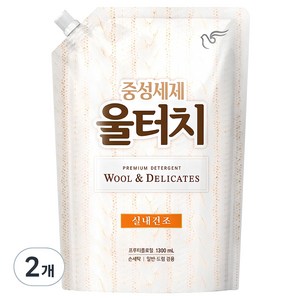 울터치 중성세제 리필, 1.3L, 2개